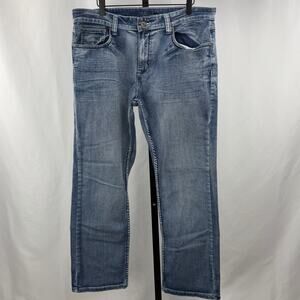 FlyPaper Men’s Jeans 36x30 Straight Leg Blue Denim Distressed Faded Casual